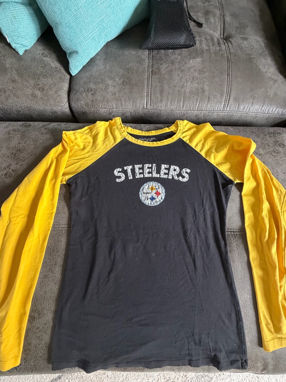 Pittsburgh Steelers Raglan Long Sleeve Tee - Black & Yellow